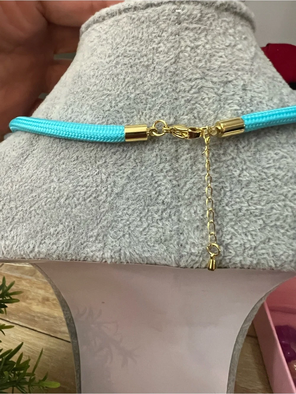 Turquoise Crescent Stone Pendant Necklace - Unbranded